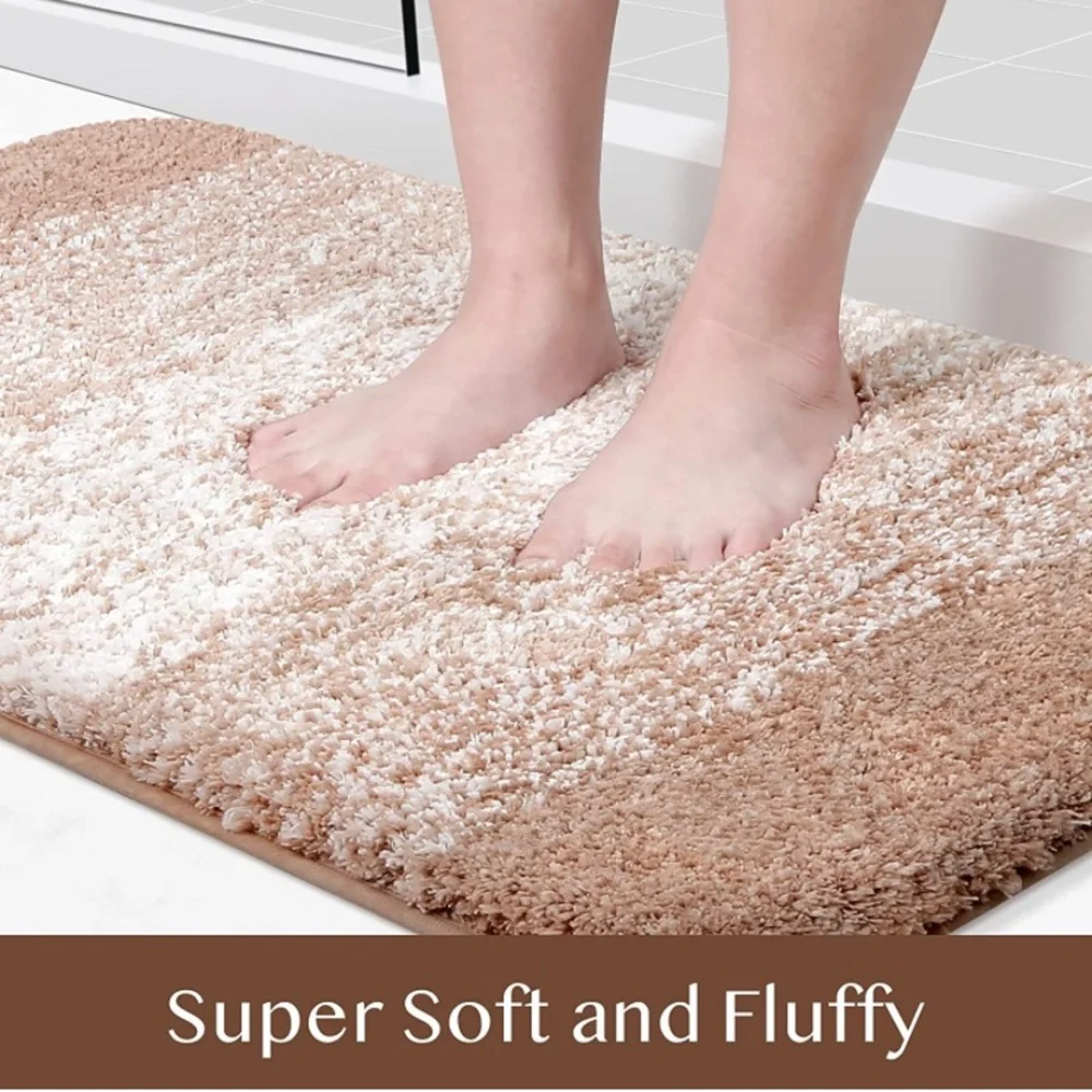 Luxury Home | Oversized Brown & Ivory Ombre Microfiber Shag Bathroom Rug